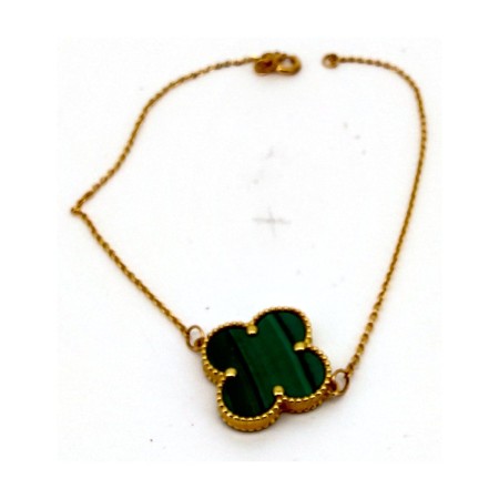 Pulsera pulsera trebol verde de oro 18k